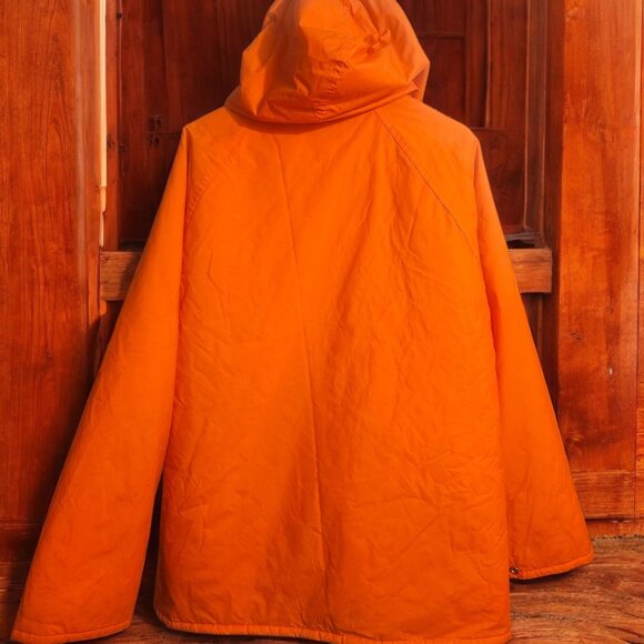 Bushmaster Orange Rain Jacket Hooded Vtg L Nylon & PVC  Snap Pockets Drawstrings - Picture 2 of 6